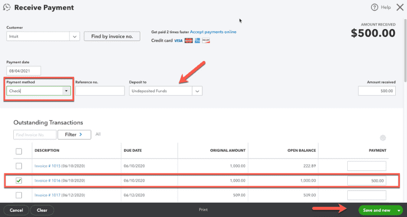 how to use undeposited funds in Quickbooks