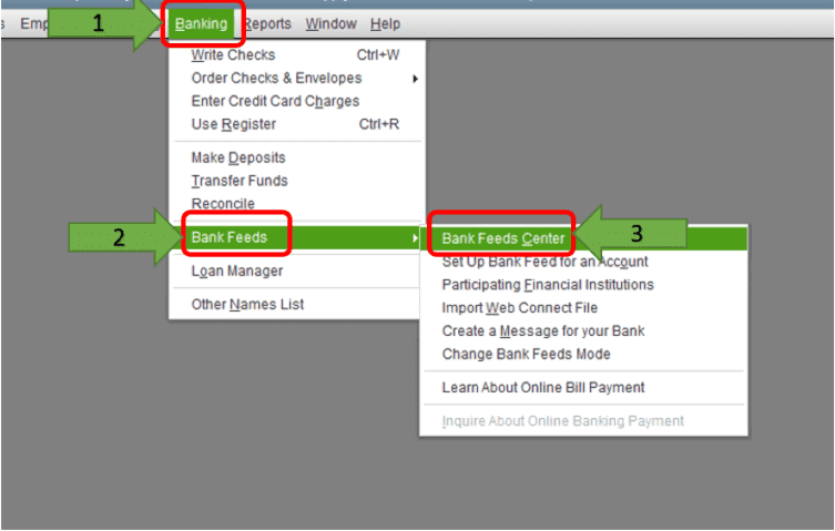 Use Bank Feeds Center to resolve QuickBooks OLSU 1013