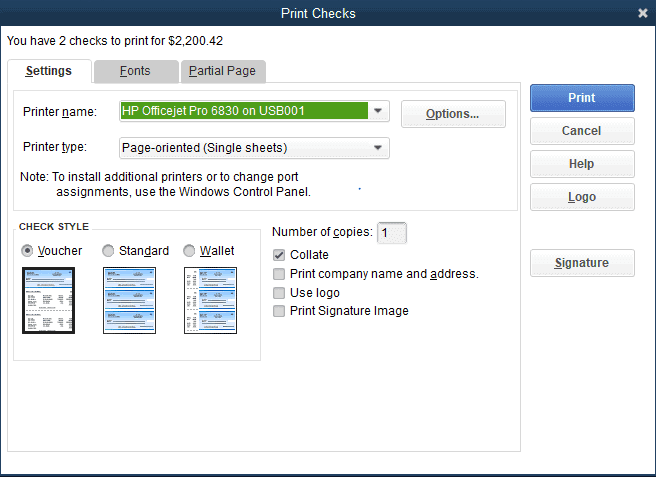 Print Payroll Checks in QuickBooks