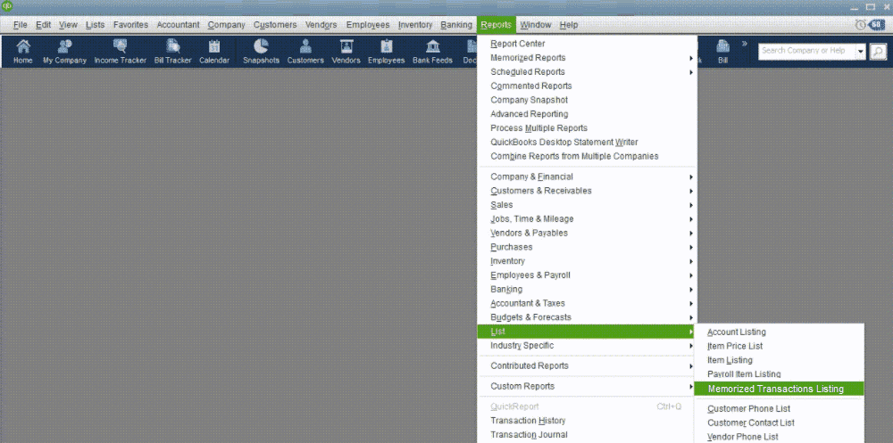 export memorized transaction list QuickBooks