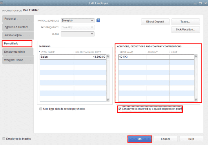 Set Up a 401K Company Match in QuickBooks Desktop