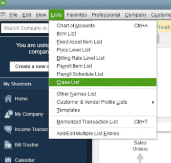 Class tracking in QuickBooks desktop