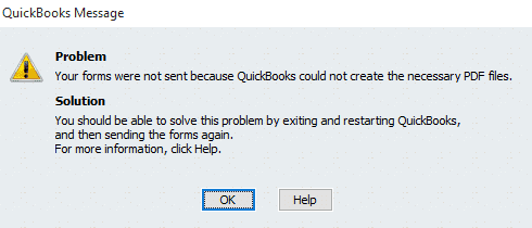 QuickBooks could not create pdf