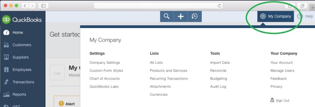 QuickbooksPayment-what does the gear icon look like in quickbooks