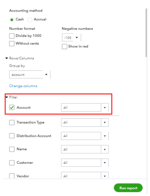 Image of how to run a general ledger report in quickbooks desktop