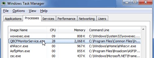 Image of qbcfmonitorservice service terminated unexpectedly