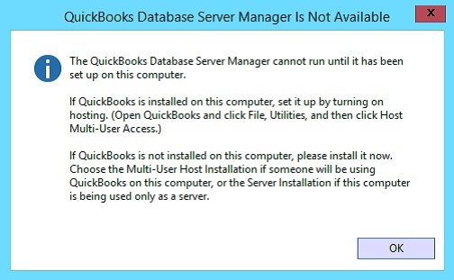 QuickbooksPayment-quickbooks qbdbmgrn not running on this computer