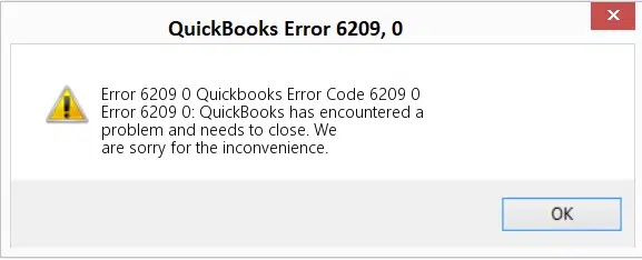 Image of QuickBooks 6209 0 error