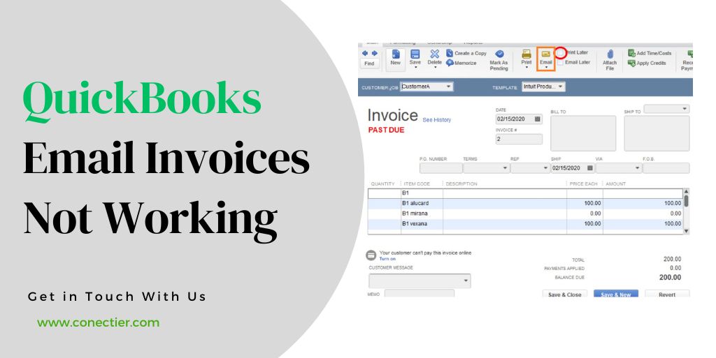 QuickbooksPayment - QuickBooks Email Invoices Not Working